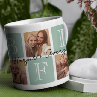 Personalized Best Friends Forever 7 Photo Collage Coffee Mug