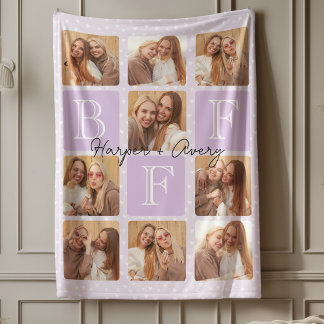 Personalized Best Friends Forever 9 Photo Collage Fleece Blanket