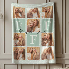 Personalized Best Friends Forever 9 Photo Collage Fleece Blanket