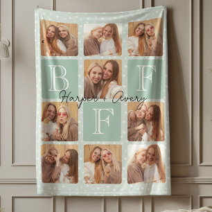 Personalized Best Friends Forever 9 Photo Collage Fleece Blanket