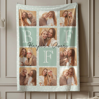 Personalized Best Friends Forever 9 Photo Collage Fleece Blanket