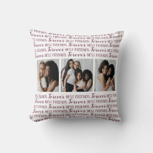 Personalized Best Friends Forever Photo Collage Throw Pillow