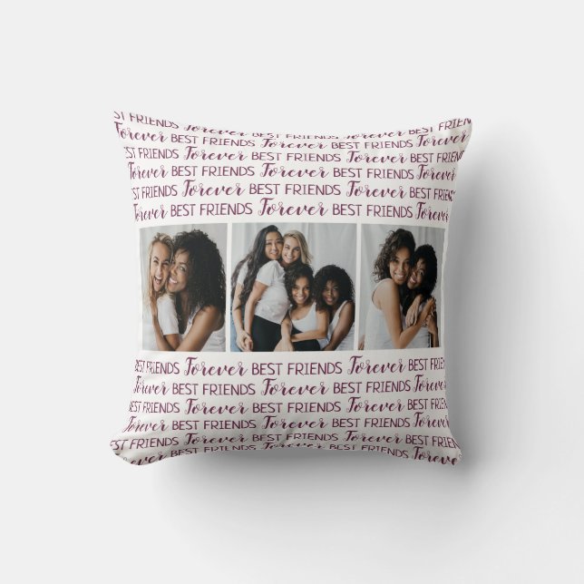 Personalized Best Friends Forever Photo Collage Throw Pillow (Front)