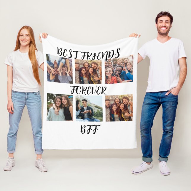 Personalized "Best Friends Forever" Photo Template Fleece Blanket (In Situ)