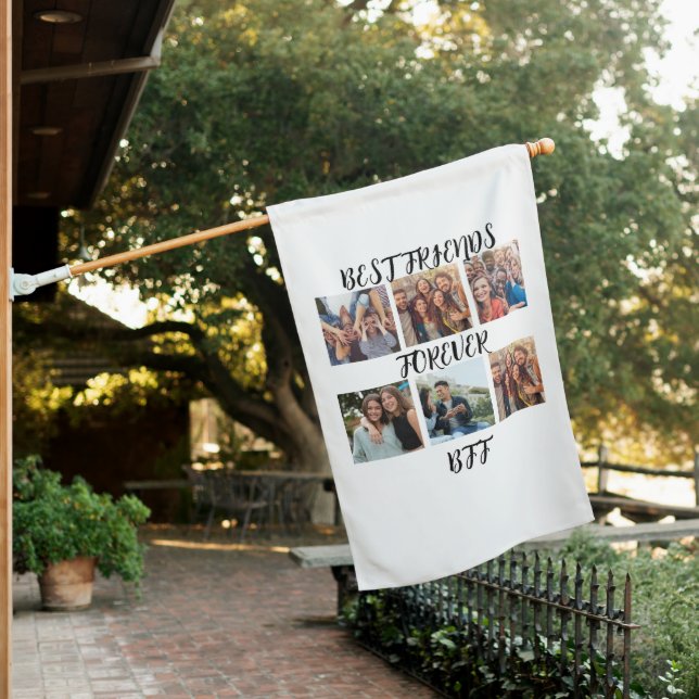 Personalized "Best Friends Forever" Photo Template House Flag (In SItu)