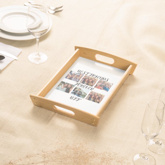 Personalized "Best Friends Forever" Photo Template Serving Tray (Front)
