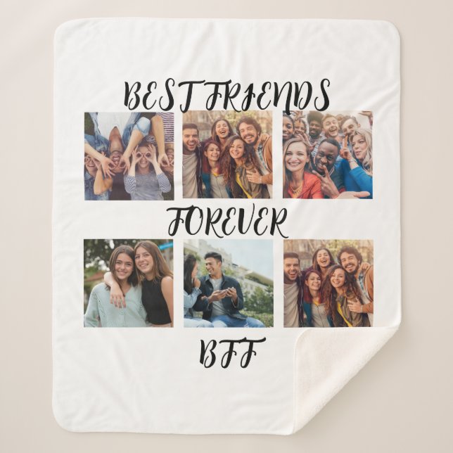 Personalized "Best Friends Forever" Photo Template Sherpa Blanket (Front)