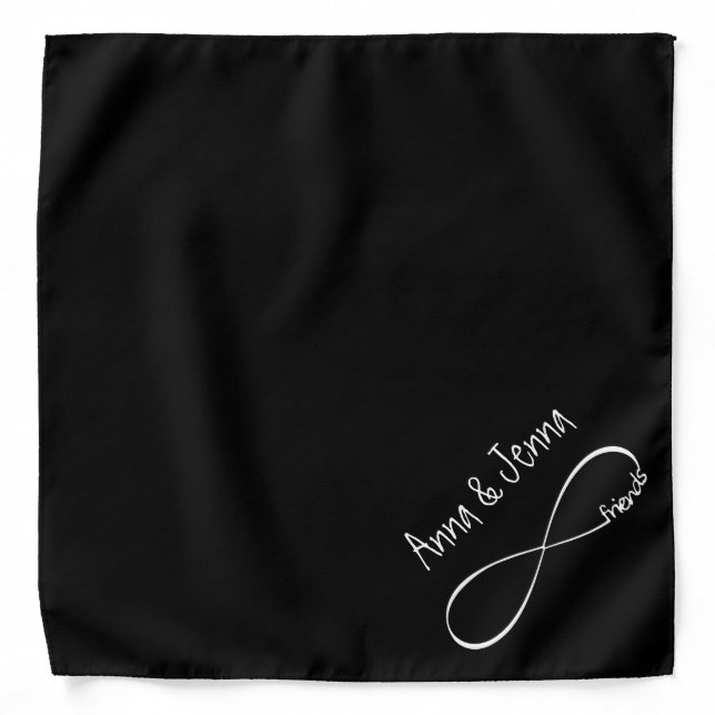 Personalized Best Friends Infinity Love Black Bandana (Front)