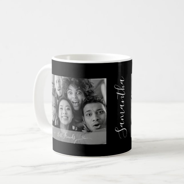 Personalized Best Friends Photo Black and White Coffee Mug (Front Left)