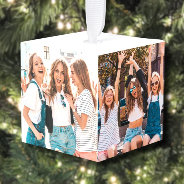 Personalized Best Friends Photo Christmas Cube Ornament (Besties Personalized Best Friends Photo Christmas Cube Ornament)