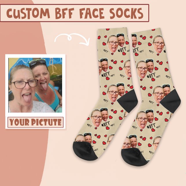 Personalized Best Friends Photo - Face on Daisy Socks (Creator Uploaded)