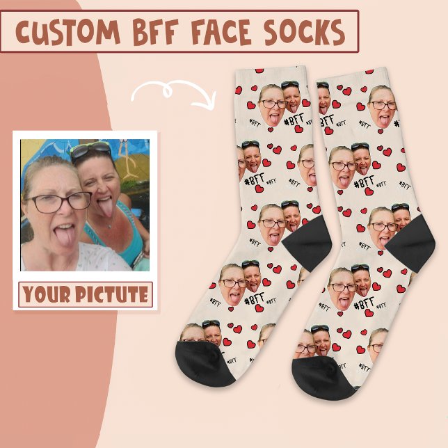Personalized Best Friends Photo - Face on Ivory Socks (Creator Uploaded)