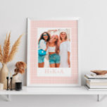 Personalized Best Friends Photo Pastel Boho Poster<br><div class="desc">Boho pastel check pattern best friends poster personalized with a photo and the girl's initials. Great for a birthday.</div>