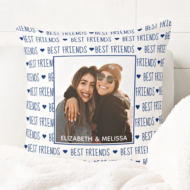 Personalized Best Friends Photo Throw Pillow (Creator Uploaded)