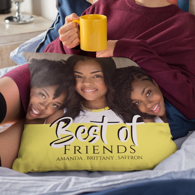Personalized Best Friends | Photo | yellow Throw Pillow (Creator Uploaded)