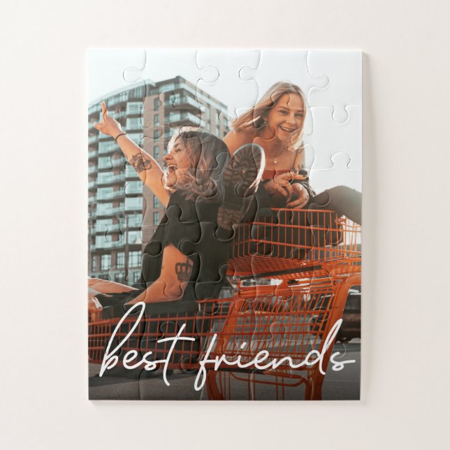 Personalized Best Friends Script Photo Jigsaw Puzzle (Vertical)