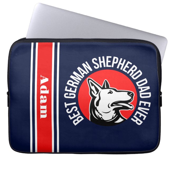 Personalized Best German Shepherd Dad Ever Laptop Sleeve (Front)