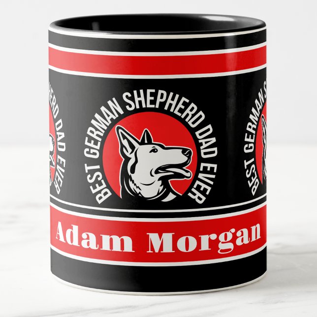 Personalized Best German Shepherd Dad Ever Two-Tone Coffee Mug (Creator Uploaded)