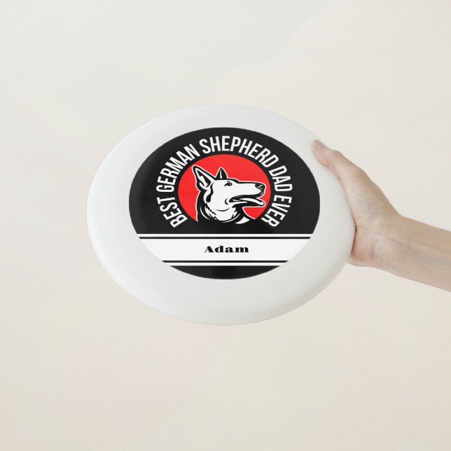 Personalized Best German Shepherd Dad Ever Wham-O Frisbee (In Hand)