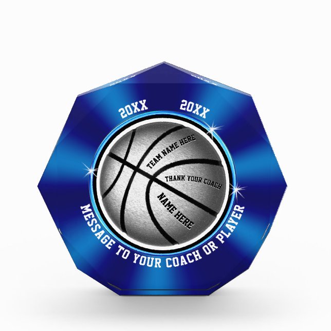 Personalized Best Gift for Basketball Coach Awards (Front)