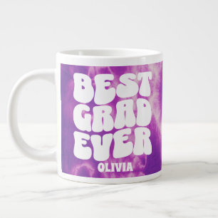 Personalized Best Grad Ever Purple Tie Dye Giant Coffee Mug