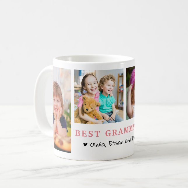 Personalized Best Grammy Ever 4 Photo Collage   Coffee Mug (Front Left)