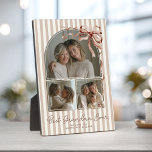 Personalized Best Grandma Ever 3 Photo Collage Bow Plaque<br><div class="desc">This personalized Best Grandma Ever photo plaque features warm neutral brown stripes, three favorite family photos, and timeless script typography. Designed to complement cozy, modern homes, it’s a meaningful keepsake Grandma will treasure for years. Perfect for Mother’s Day, birthdays, or celebrating family milestones.</div>