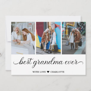 Personalized Best Grandma Ever 3 Photo Collage  Card