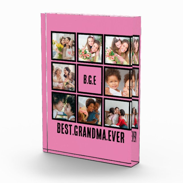 Personalized Best Grandma Ever 8 Photo Collage Block (Right)