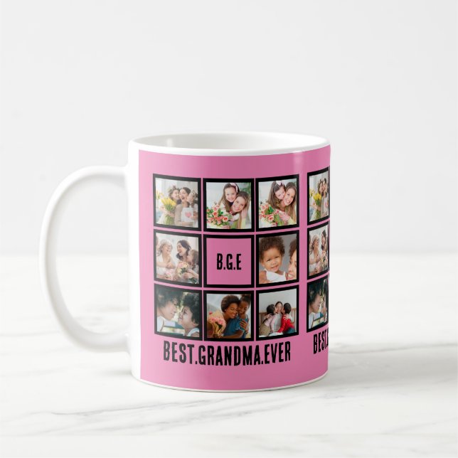 Personalized Best Grandma Ever 8 Photo Collage Coffee Mug (Left)
