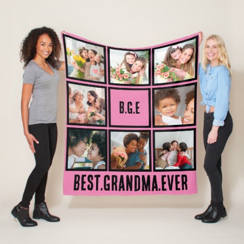 Personalized Best Grandma Ever 8 Photo Collage Fleece Blanket