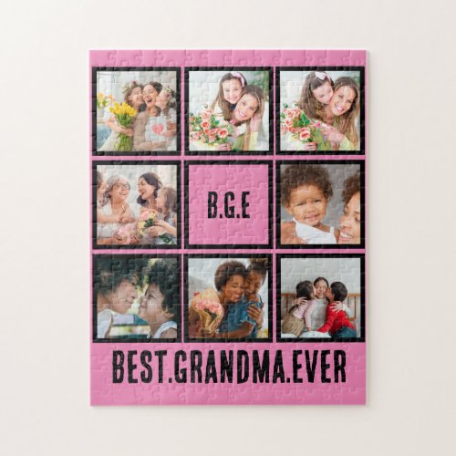 Personalized Best Grandma Ever 8 Photo Collage Jigsaw Puzzle