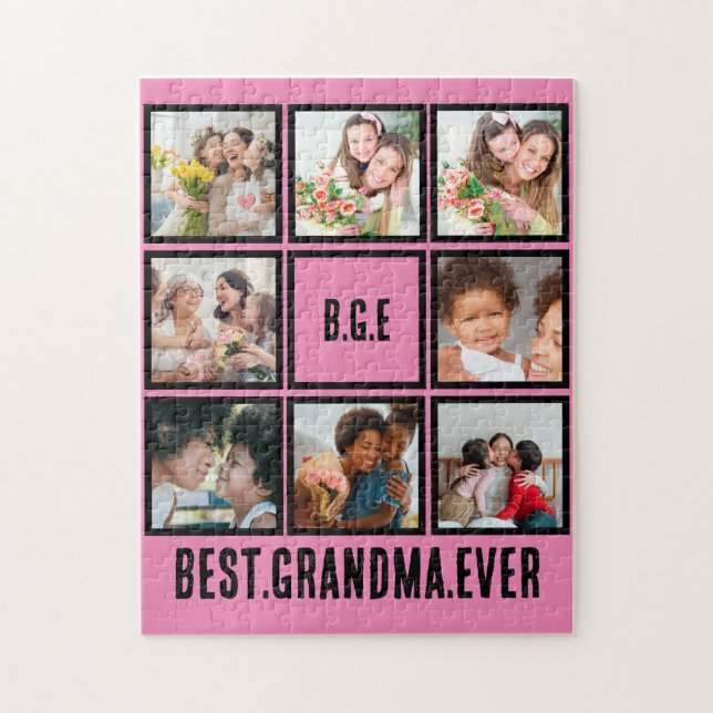 Personalized Best Grandma Ever 8 Photo Collage Jigsaw Puzzle (Vertical)