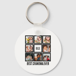 Personalized Best Grandma Ever 8 Photo Collage Keychain