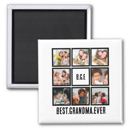 Personalized Best Grandma Ever 8 Photo Collage Magnet