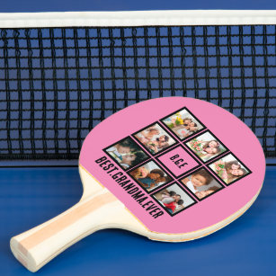 Personalized Best Grandma Ever 8 Photo Collage Ping Pong Paddle