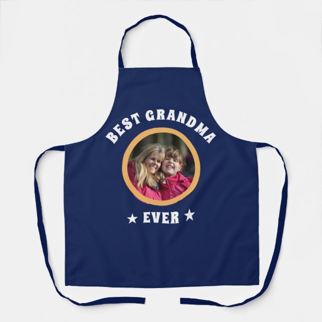 Personalized Best Grandma Ever Custom Family Photo Apron (Front)
