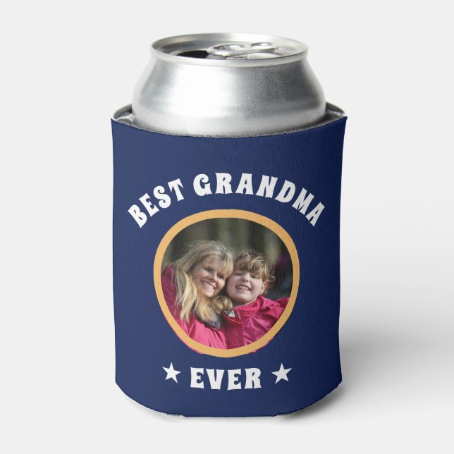 Personalized Best Grandma Ever Custom Family Photo Can Cooler (Can Front)