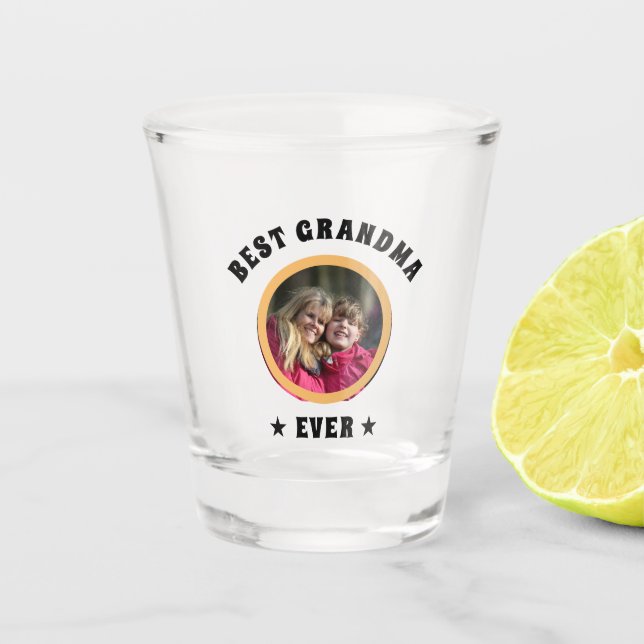 Personalized Best Grandma Ever Custom Family Photo Shot Glass (Front)