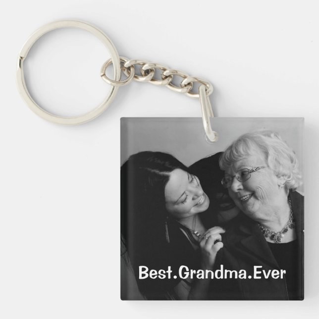Personalized Best Grandma Ever Photo Keychain (Front)
