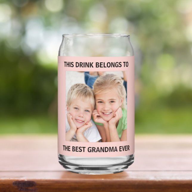  Personalized Best Grandma Ever Photo Pink Can Glass (Creator Uploaded)