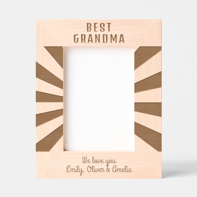 Personalized Best Grandma Sun Burst Keepsake  Engraved Frames (Front)