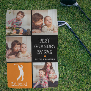 Personalized Best Grandpa by Par Photo Gift Golf Towel