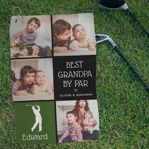 Personalized Best Grandpa by Par Photo Gift Golf Towel