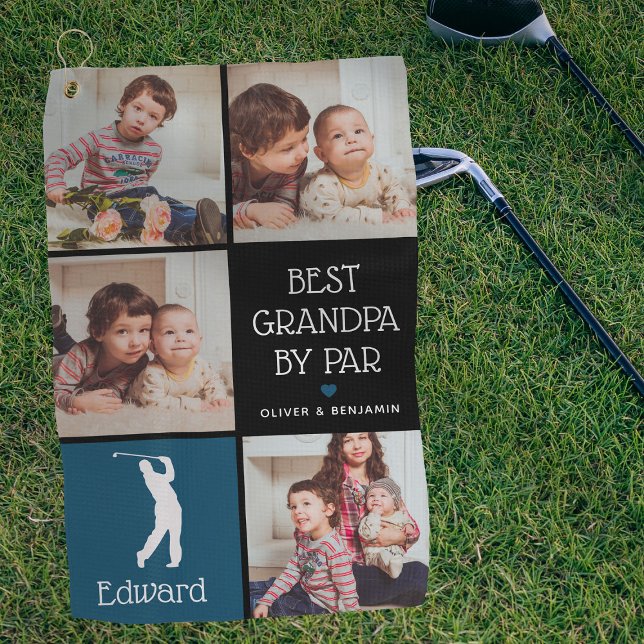Personalized Best Grandpa by Par Photo Gift Golf Towel (Creator Uploaded)