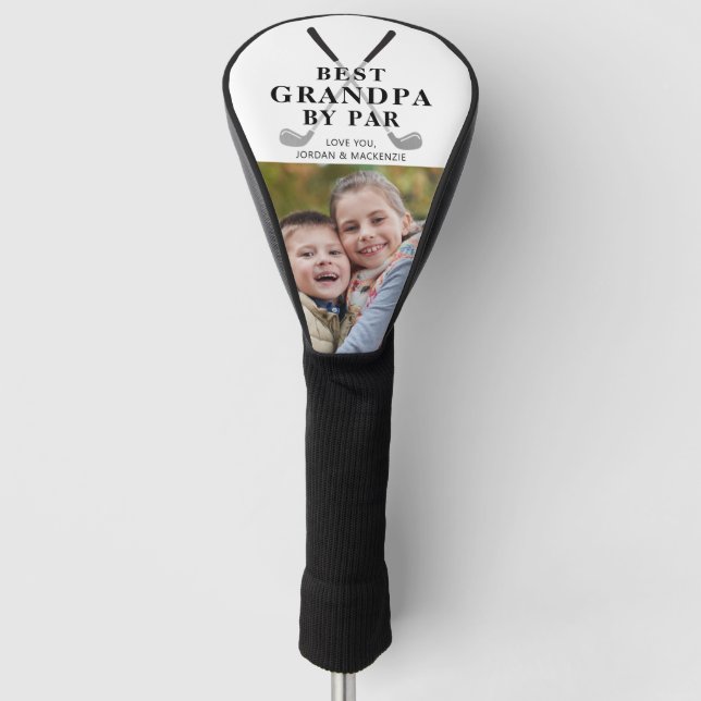 Personalized Best Grandpa By Par Photo Golf Head Cover (Front)
