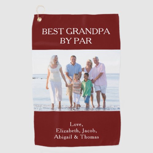 Personalized Best Grandpa By Par Photo Golf Towel
