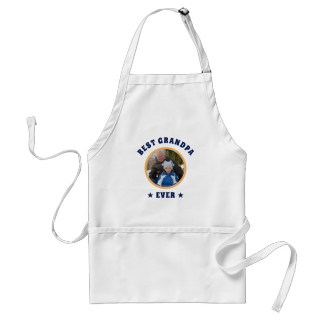Personalized Best Grandpa Ever Custom Family Photo Adult Apron (Front)
