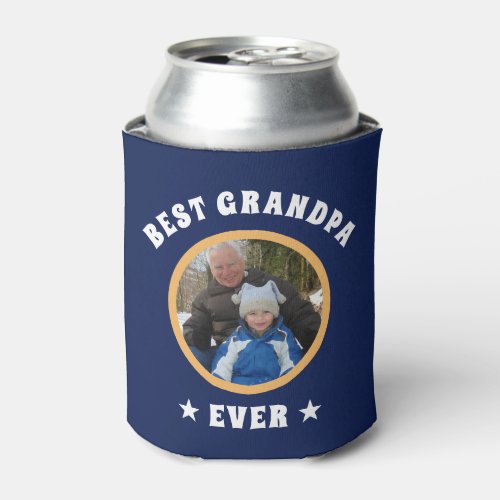 Personalized Best Grandpa Ever Custom Family Photo Can Cooler