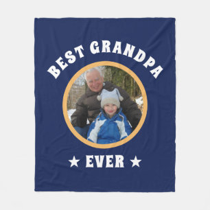 Personalized Best Grandpa Ever Custom Family Photo Fleece Blanket